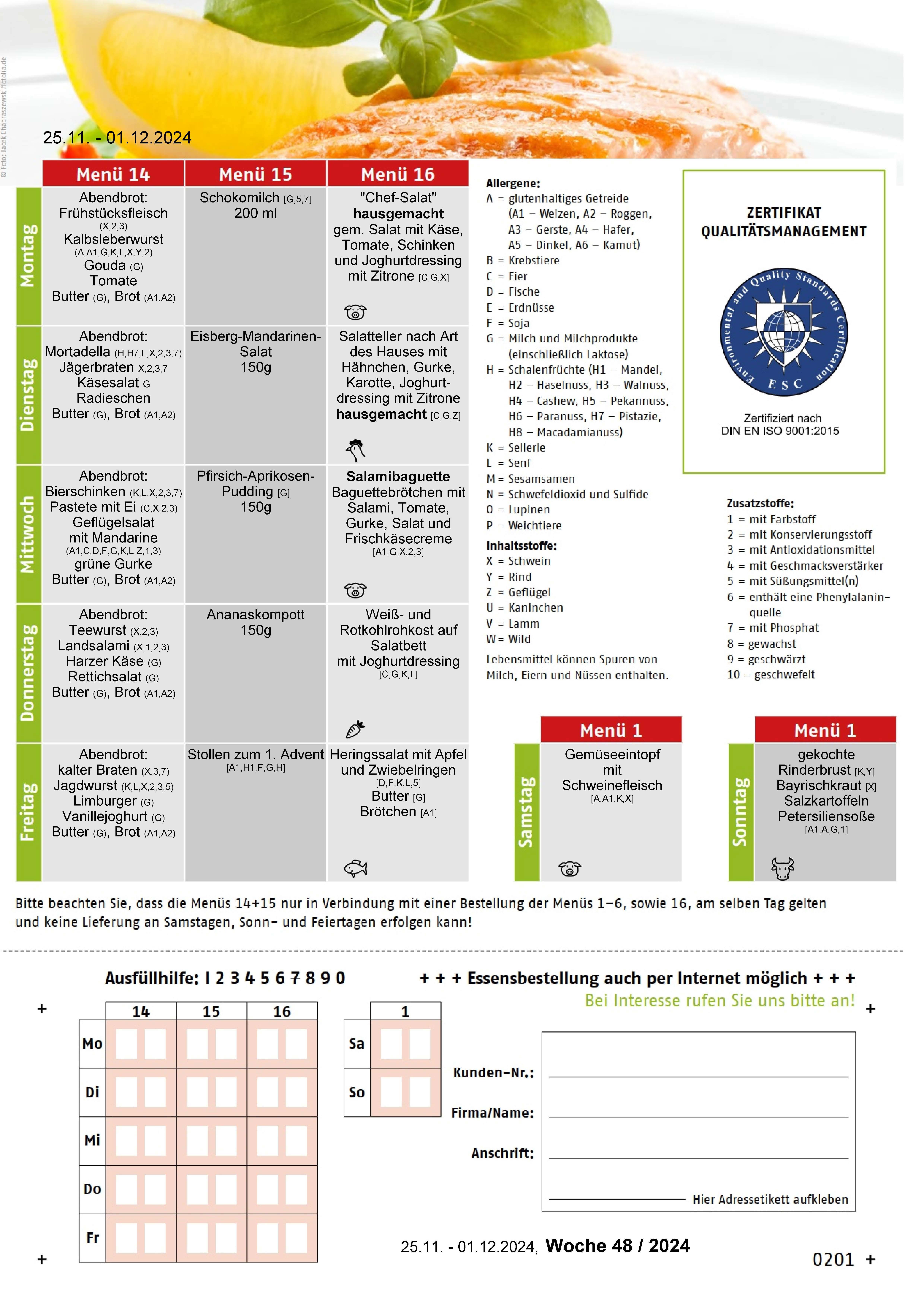 Speiseplan KW 48 2024