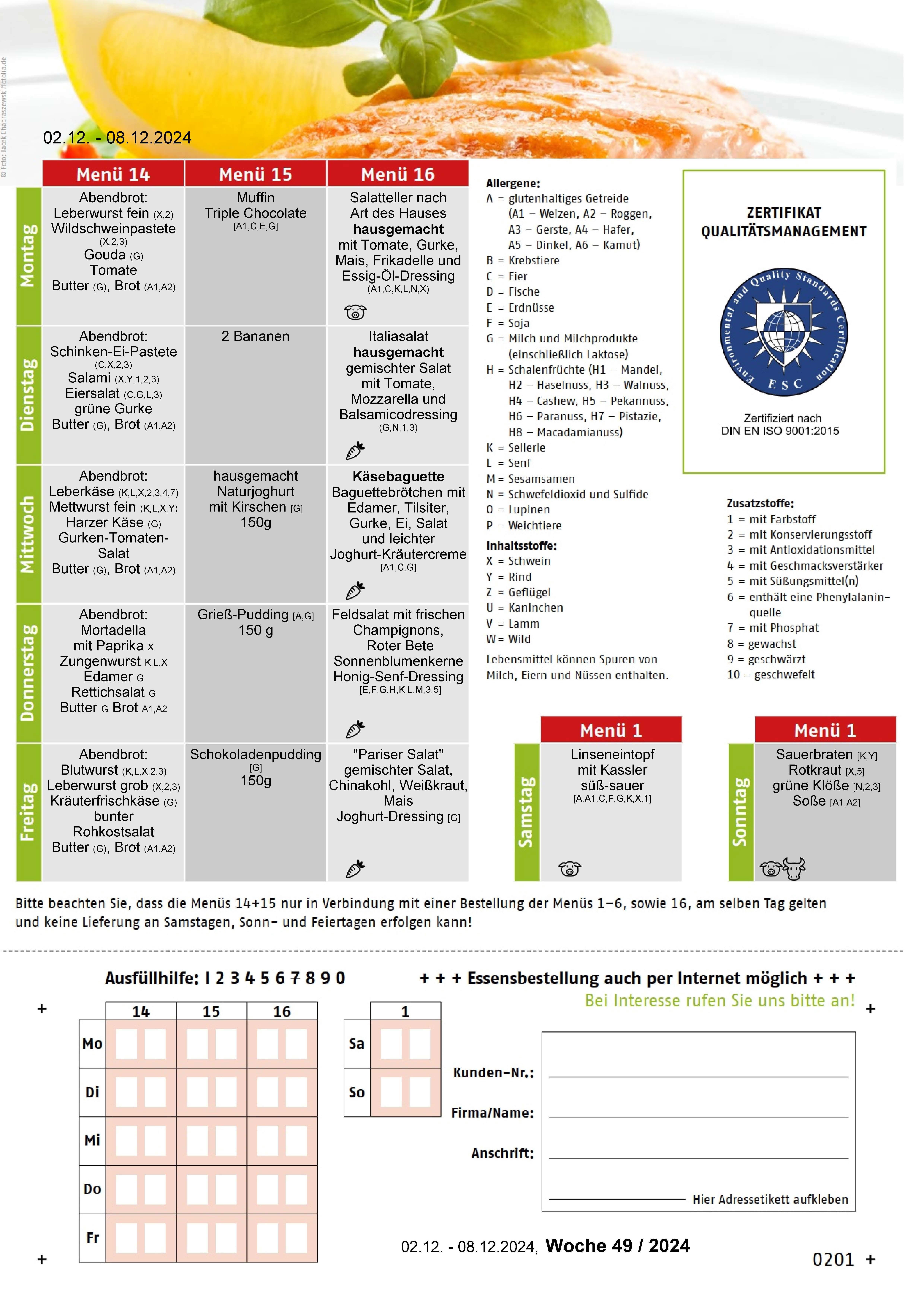 Speiseplan KW 49 2024